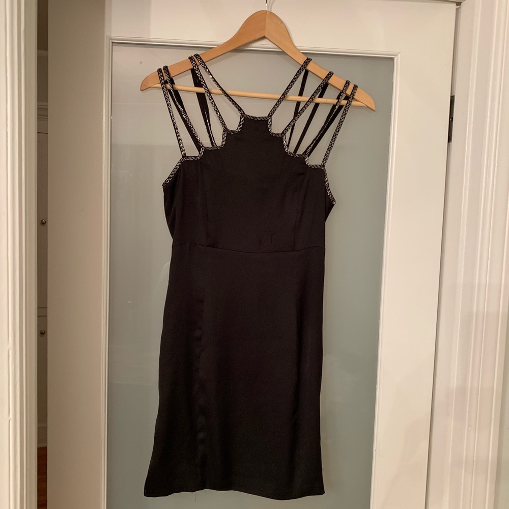 Silk little black dress with beaded details